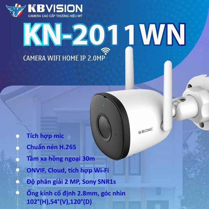 Camera IP 2.0MP KBONE KN-2011WN tặng thẻ 32G
